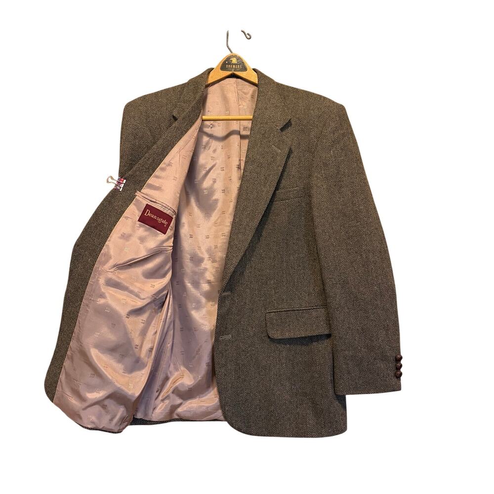 Vintage Deansgate 100% Wool Herringbone Blazer 41R 2-Button Sport Coat Tweed
